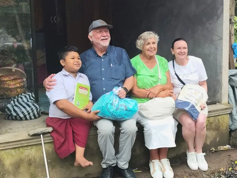 International donors visiting family of child with disability in Bali